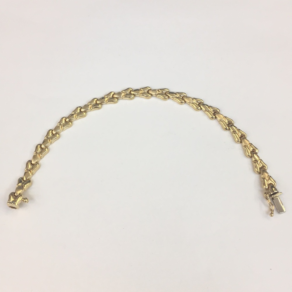 14k Yellow Gold V Shape Link Women's Bracelet - Picture 2 of 6